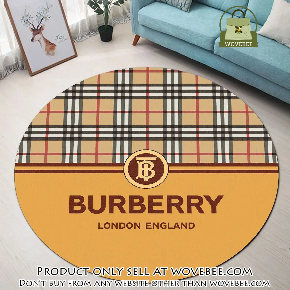 Burberry london england orange luxury brand fashion round rug carpet home decor special gift wvb5922937